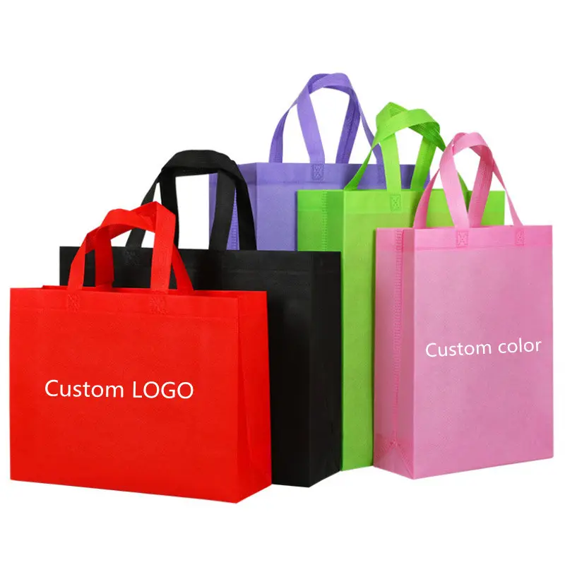 Tas belanja kustom dicetak bukan tenunan dapat digunakan kembali tas hadiah pribadi terima kasih tas dengan Logo