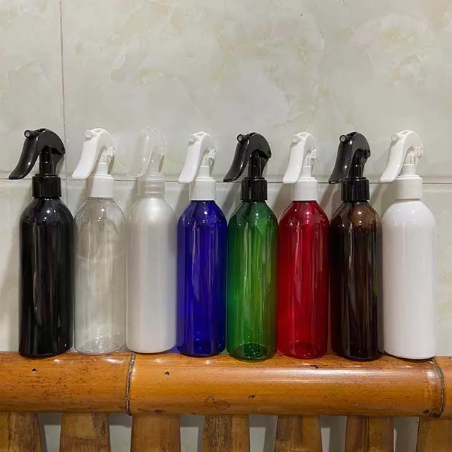 Hengjian garrafa spray cosmética, garrafa de plástico transparente, branco, vermelho, verde, azul, âmbar, preto, gatilho, 250ml