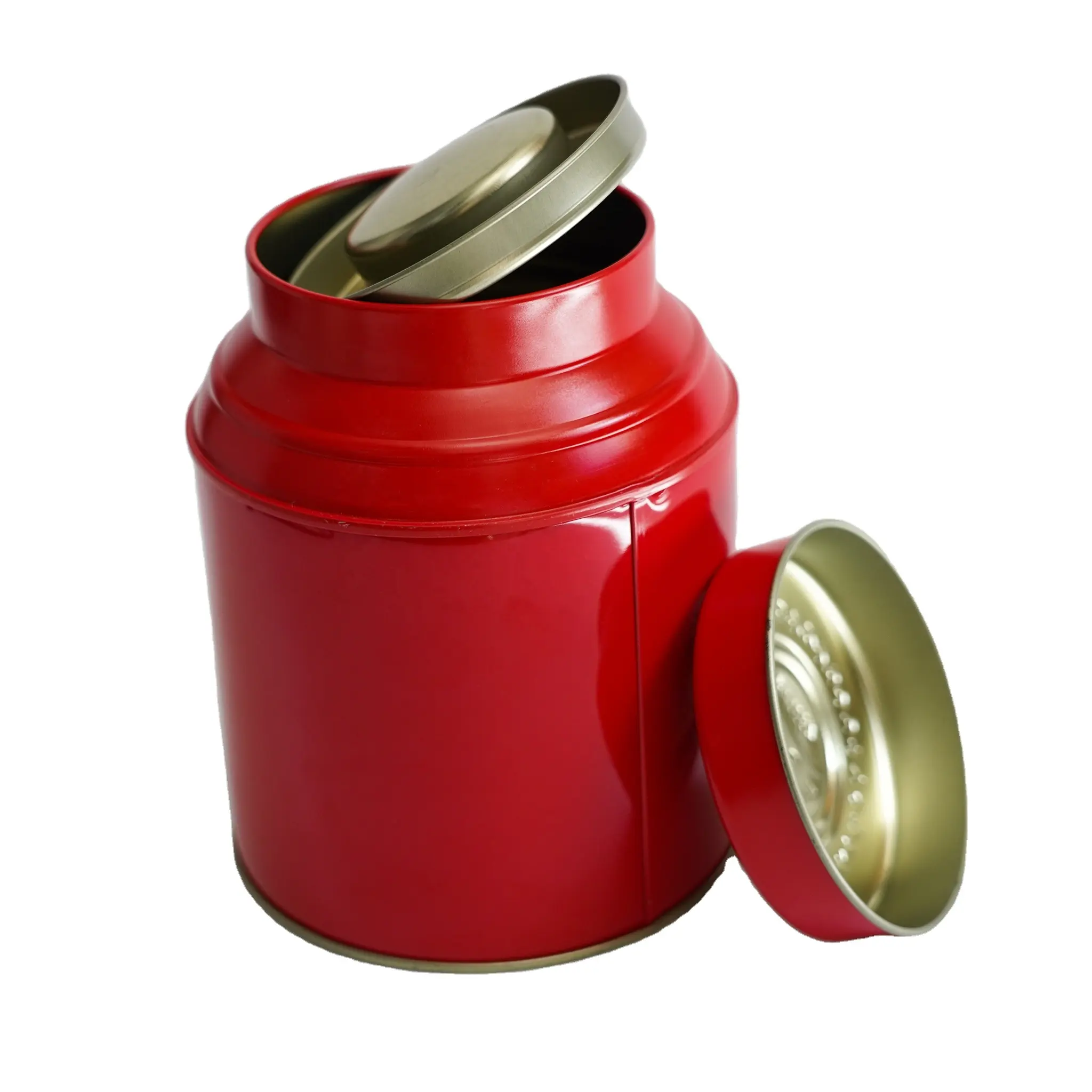 Boîte de conserve en aluminium rouge avec couvercle, peut être utilisée pour stocker le thé, les grains de café, récipient alimentaire scellé, vente en gros