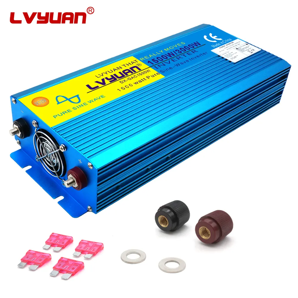 Inversor de energía Solar de onda sinusoidal pura LVYUAN 12V 24V 220V inversor de coche 1500 vatios 3000 vatios inversor de onda sinusoidal pura