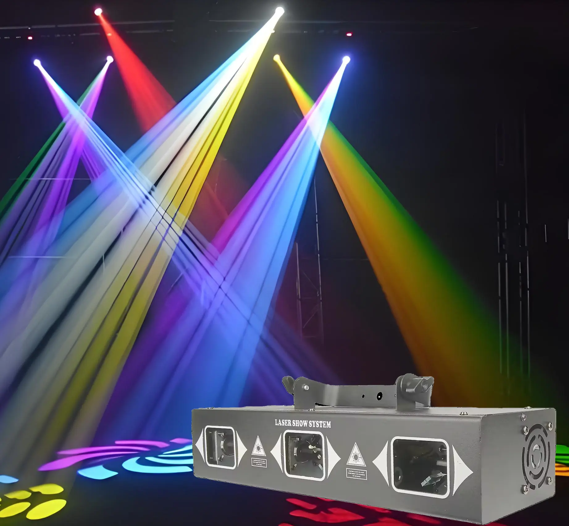 ضوء ليزري Hongrui Dmx Rgb dj Scan ضوء ليزري لمسرح ديسكو 3 رؤوس RGB ضوء بألوان كاملة للملاهي الليلية