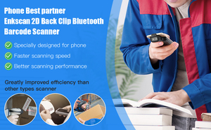 Escáner de código de barras inalámbrico de mano para Bluetooth para Android PDA Código QR Scan Clip trasero Smartphone Terminal de recopilación de datos Stock - Product Image 6