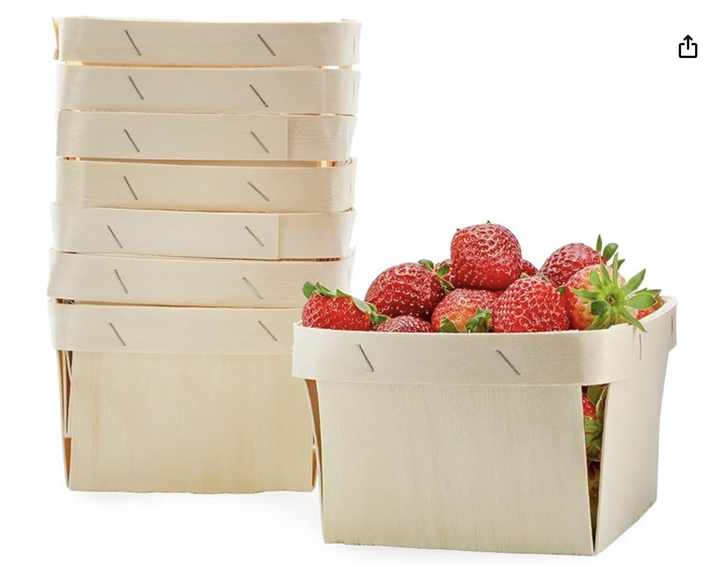 Cesti da una pinta di bacche in legno (confezione da 10); Per la raccolta di frutta o arte, artigianato e arredamento; Scatole di legno ventilate quadrate