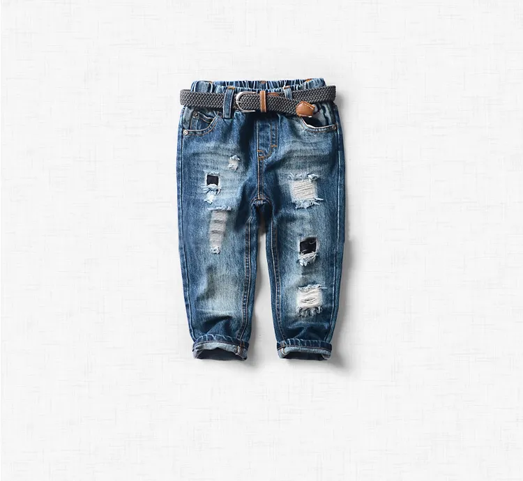 Atacado legal meninos da criança do bebê denim jeans rasgado buraco jeans crianças calças calças das crianças