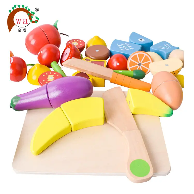 Set de cuisine magnétique en bois pour enfants, jouets éducatifs, ensemble de jeu pour faire semblant de découper les fruits, 2019, nouveauté