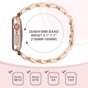 Apple için işık lüks İzle 8 7 6 Se 5 4 3 serisi elmas kakma Metal saat kayışı Apple izle 1 ~ 9 nesil - Product Image 3