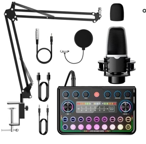 Tarjeta de sonido en vivo Kit mezclador de micrófono F999 + MC98 Consola de grabación de audio Amplificador Efectos de sonido Compatible con teléfono - Product Image 1
