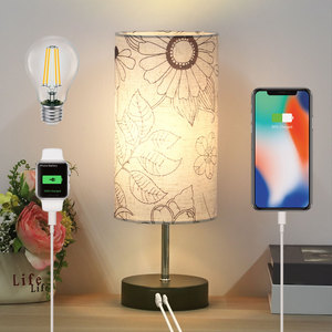 CL <strong>Lighting</strong> New Design Creative Modern Nightstand Ambient Table Lamp with Pattern Print Fabric Shade for Bedroom