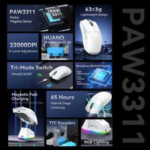 Originele Aanvalshaai X11lichtgewicht Draadloze Gamingmuis, Drievoudige Bt/2.4G Draadloze Muis, Paw3311-sensor Gamingmuis - Product Image 2