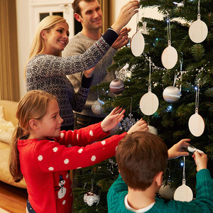 10 cái/gói chưa hoàn thành trống gỗ lát vòng hình dạng giáng sinh treo đồ trang trí bằng gỗ cho Diy thủ công Xmas cây Mặt dây chuyền trang trí nội thất - Product Image 5