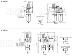 ตัวควบคุมกรองอากาศ BFC2000และชุดหล่อลื่นนิวเมติก FRL BFR2000 + BL2000 - Product Image 2
