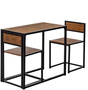 <strong>3</strong>-Piece <strong>Table</strong> and Chair <strong>Set</strong> - Small Space Compact Dining Bar <strong>Table</strong> <strong>Set</strong> for Kitchen Living Room Dinette Coffee Dining Industrial - Product Image 1