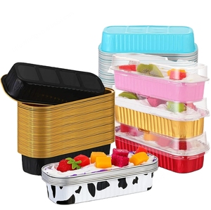 Laixinrecyclable 200ml bánh khuôn nướng chảo nhôm lá hình chữ nhật ổ bánh mì dùng một lần nhỏ Nướng Bánh <span class=keywords><strong>Pan</strong></span> có nắp đậy - Product Image 1