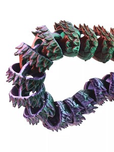 Pitone colorato statuetta giocattolo stampata in 3D con giunti mobili-modello animale che simula un serpente-Set espositore giocattolo - Product Image 3