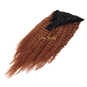 Ombre renk tipi 3 4 4A Afro Kinky derin kıvırcık klip ham ham bakire kahverengi kök 1B #33 Coily kıvırmak ClipIn insan saçı postiş - Product Image 3