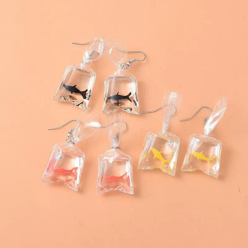 2024 nuovo Design carino acrilico per le ragazze Creative trasparente caramelle sacchetto di pesce rosso orecchini per le donne gioielli