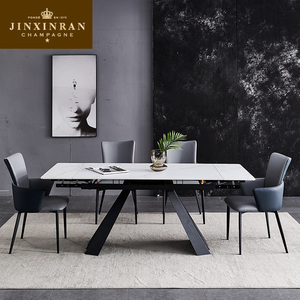 Cerâmica moderna top branco retângulo mesa de jantar com cadeiras 4 4 pessoas mesa de jantar base de aço carbono