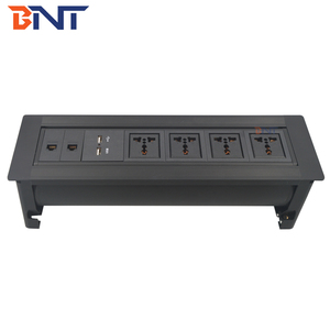 Toma de corriente de escritorio abatible manual con cargador USB 4 salidas de CA Toma de mesa montada al Ras para escritorio de oficina Mesa de conferencias - Product Image 1
