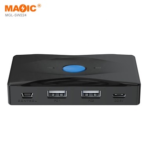 USB2.0打印机分享器手动USB2.0开关打印机电缆分路器2输入4监视器输出