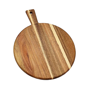 Acacia Wood <strong>Round</strong> Cutting Board and Chopping Board with Handle for Meat Cheese Board Vegetables Bread and Charcuterie 16&quot; <strong>X</strong> 14&quot; - Product Image 1