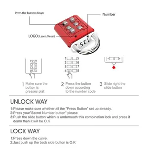 Portable Zinc Alloy 6-Digit Anti-Theft <strong>Security</strong> Padlock New Keyed Button <strong>Password</strong> Lock for Suitcase Travel Luggage Metal <strong>Code</strong> - Product Image 5