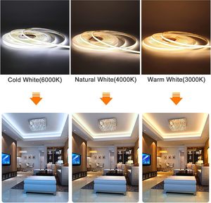 IP68 12V/24V COB LED şerit işık 320LED/M dış mekan kullanımı için uzaktan kumanda CRI90 ile 8mm PCB genişliği - Product Image 5