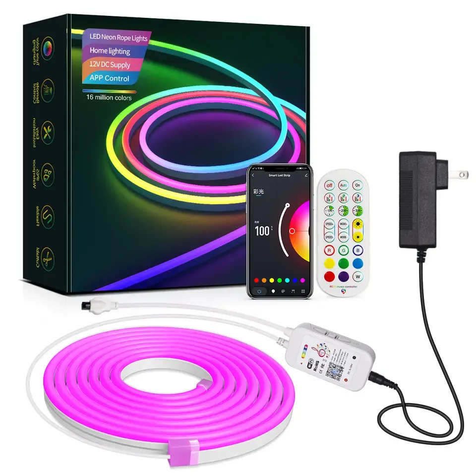 Bande lumineuse LED RGB Smart WIFI compatible avec Alexa 12V 2/3/5M étanche corde musique synchronisation DIY bande contrôlée par APP