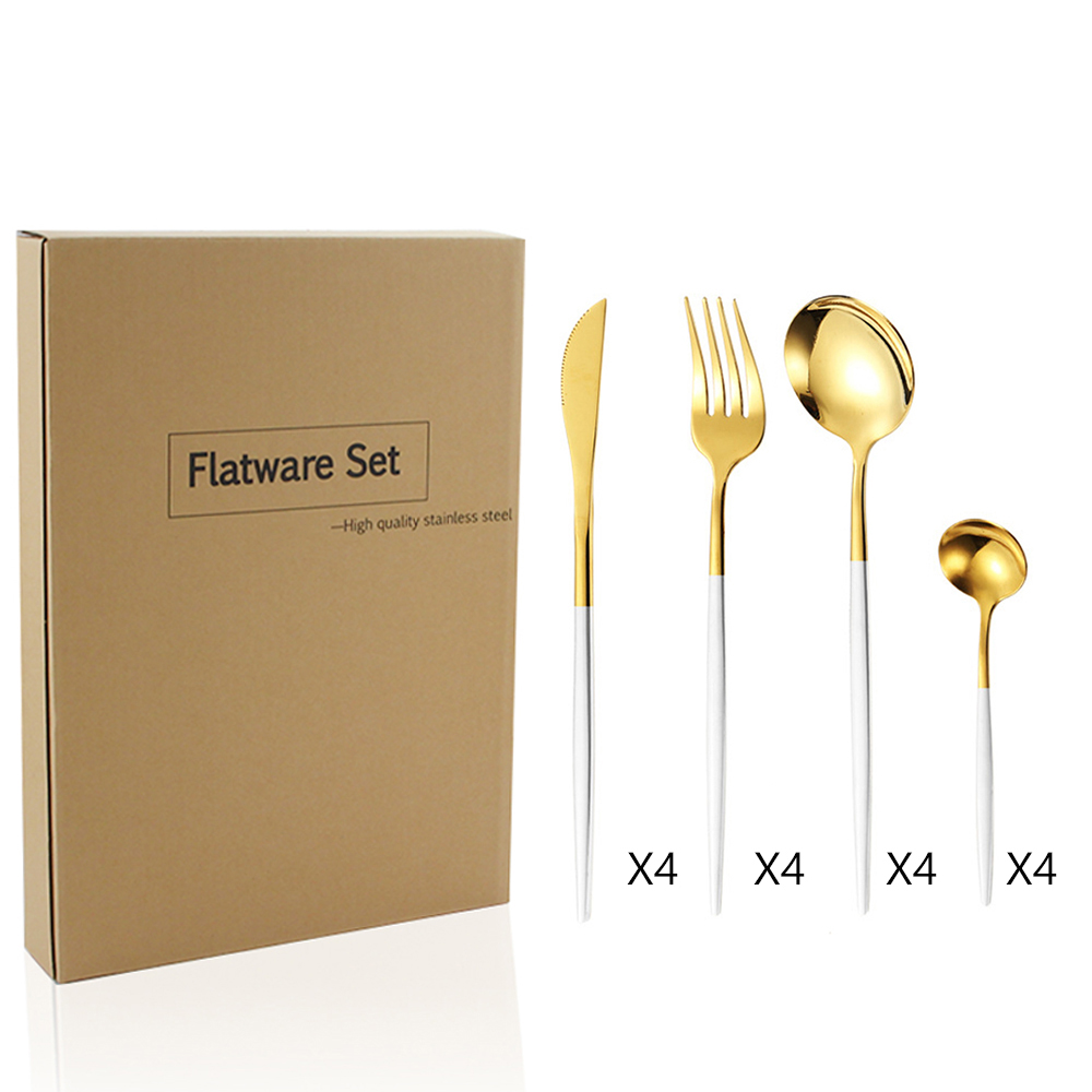 16 piezas de oro blanco + caja de papel