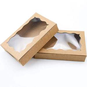 Sıcak satış 7x4.3x1.5 inç beyaz/kahverengi ekmek kutusu pasta çörek çörek için temizle pencere ile parti kek kutusu - Product Image 1