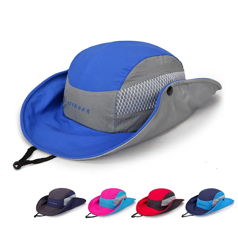 Accessori per capelli con Logo personalizzato all'ingrosso di buona qualità da esterno impermeabile cappello a tesa larga traspirante da pesca da pesca Safari cappello da sole F