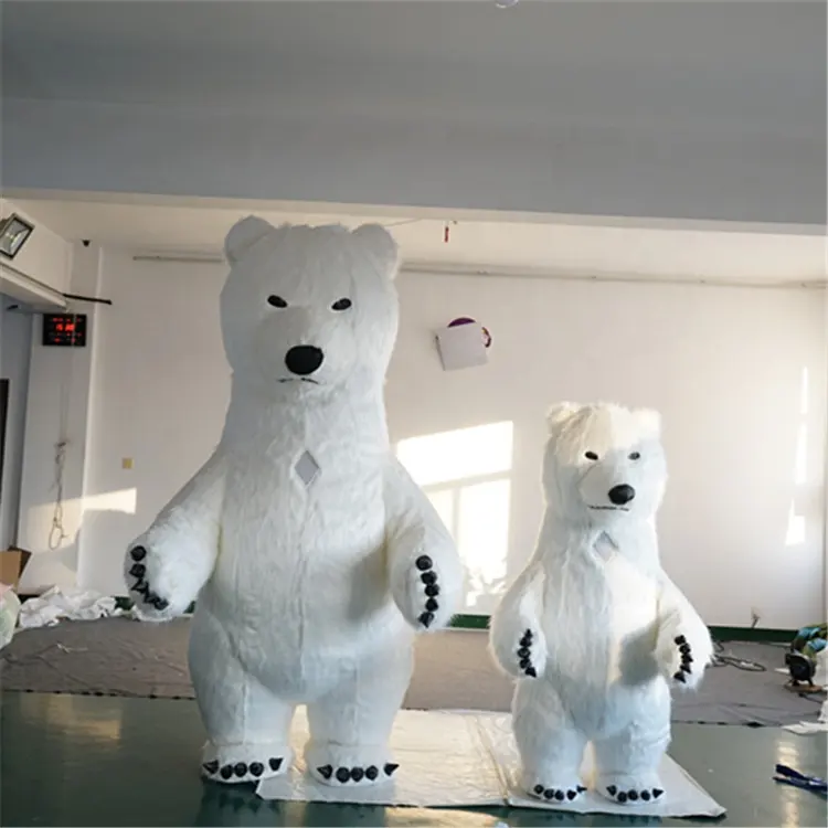 Oso Polar gigante de peluche para adultos, Animal de dibujos animados en movimiento, blanco, mascota inflable, marioneta