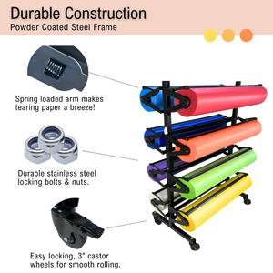 Lớn 36 \ "bền di động cán tổ chức 8-<span class=keywords><strong>Rack</strong></span> butcher món quà thủ công bọc nghệ thuật Studio bán lẻ giấy cuộn chủ Dispenser giá - Product Image 6