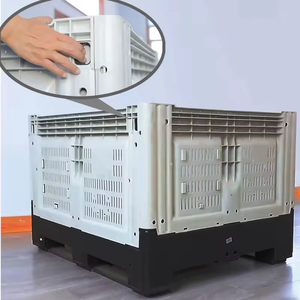 Caja de palés de plástico sólido apilable plegable de HDPE resistente grande/contenedor de almacenamiento para agricultura de frutas con asa - Product Image 3