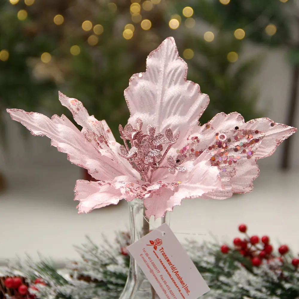 2024 nuevo producto artículos de Navidad flores artificiales flores de Navidad para la decoración del hogar