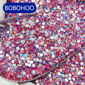 BOBOHOO Customized Package Logo Non Hotfix Factory Wholesale Flat Back Glass Rhinestones for Crafts in <strong>Bulk</strong> - Product Image 1