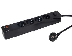Presa di alimentazione Multi spina con cavo di prolunga universale a 4 vie e 3 porte Usb e presa di alimentazione 1 porta tipo-c per spina Standard EU - Product Image 1