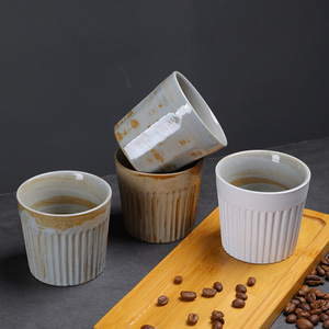 粗陶茶杯陶瓷功夫茶具茶杯复古wabi-sabi风格咖啡杯