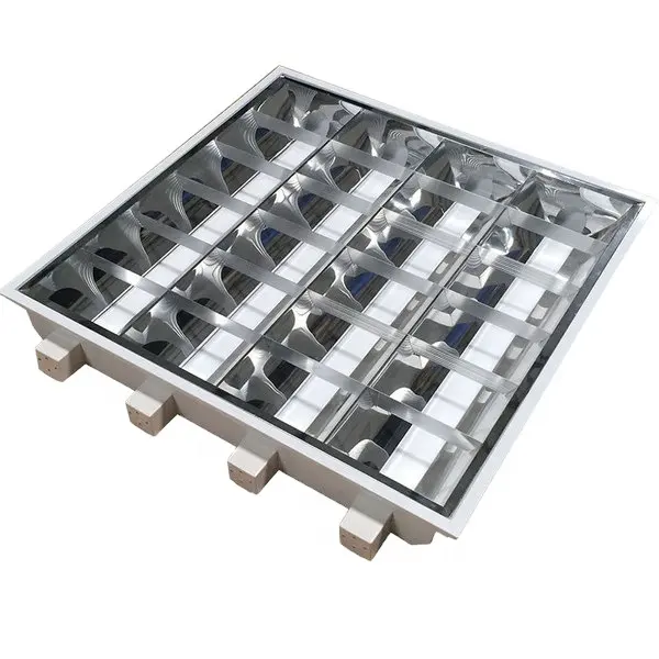 Lámpara de rejilla de techo de aluminio brillante, accesorio de rejilla led empotrada, 220V, 110V, 4x18w, 4x9w, 60x60, 600x600mm