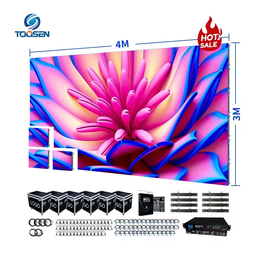 Free Flight Case 4mX3m Sistema completo llave en mano Etapa Led Video Wall Telón de fondo Evento Pantalla LED con precio de fabricante