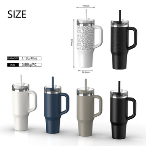 Ansheng แก้วน้ำ H2.0 40ออนซ์30oz 40 oz 40 oz แก้วสแตนเลสสำหรับเดินทางกลางแจ้งมีหูจับและหลอดโลโก้ออกแบบได้เอง - Product Image 6