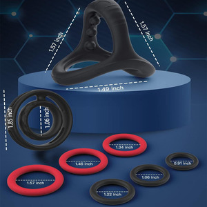 أحجام مختلفة مرنة سيليكون حلقة القضيب لعبة جنسية الذكور تأخير القذف حلقات الديك مجموعة للزوجين - Product Image 1