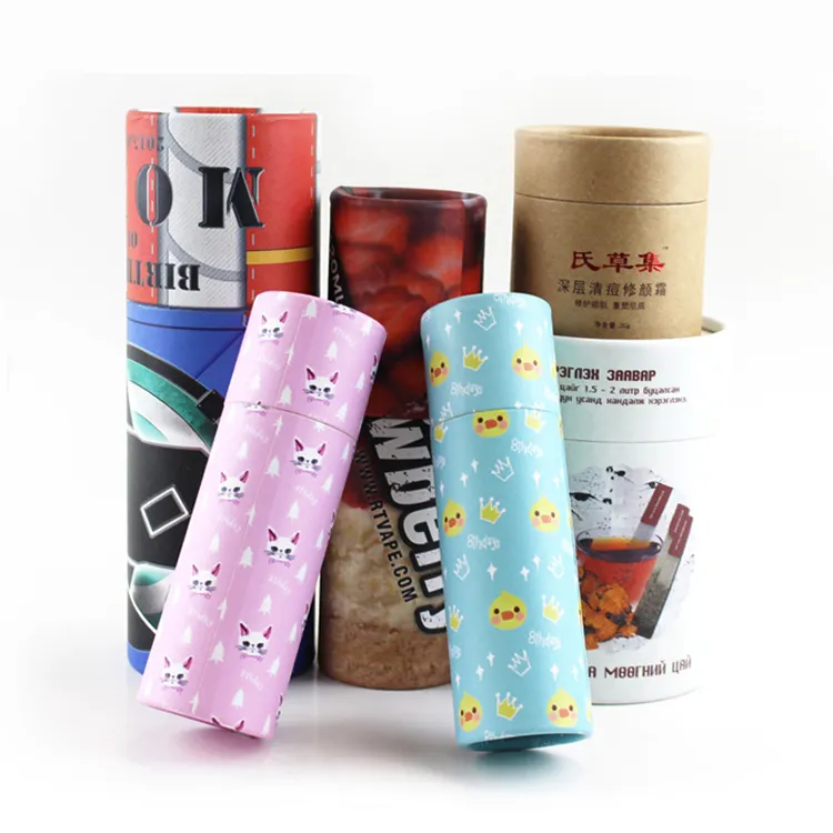 Caja de embalaje de cartón de papel cilíndrico, tubo de papel redondo biodegradable de grado alimenticio para café y té, nuevo diseño