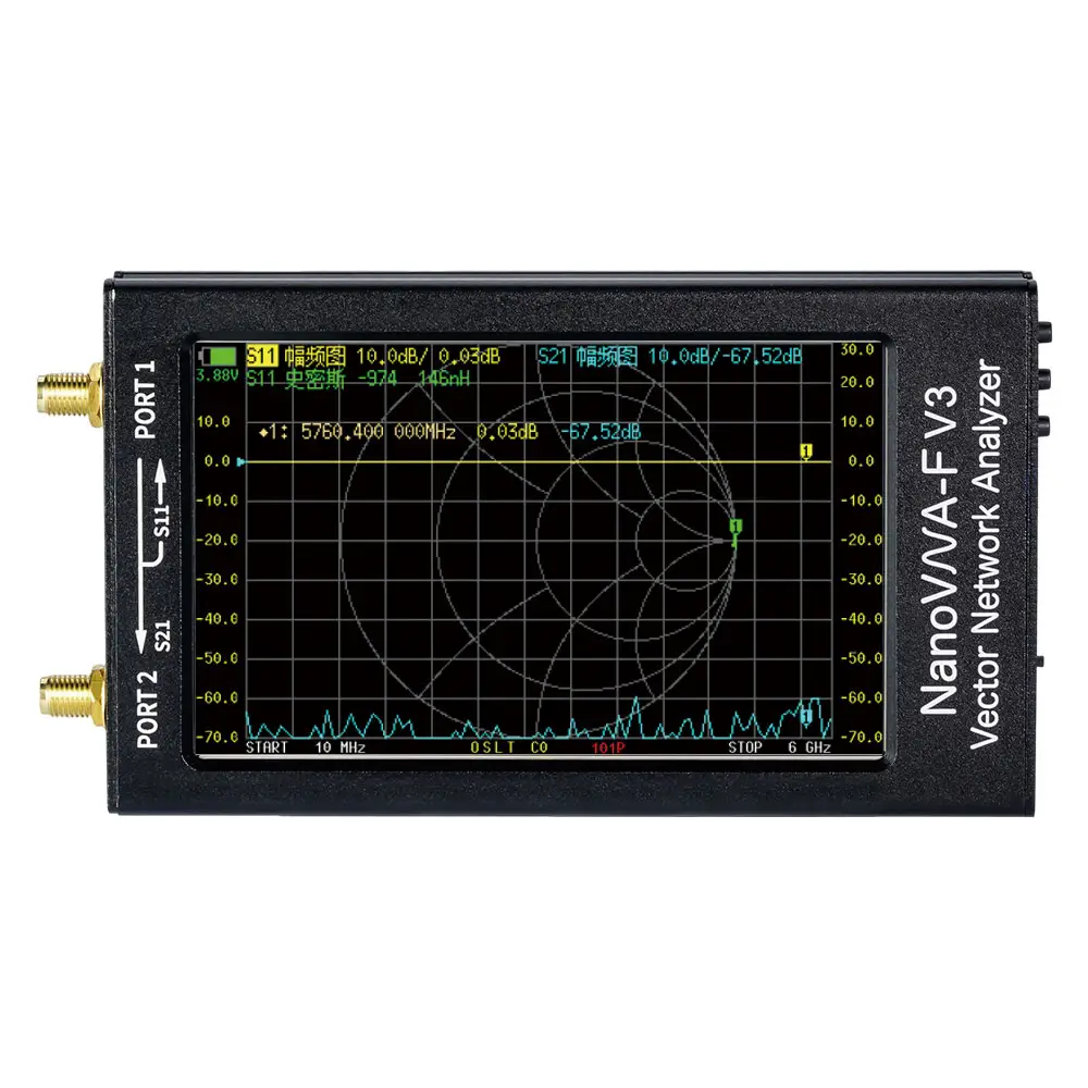 TZT NanoVNA-एफ V3 1MHz-6GHz वेक्टर नेटवर्क विश्लेषक के साथ VNA के 4.3 इंच आईपीएस एलसीडी के लिए शॉर्टवेव/आईएसएम बैंड/वाईफ़ाई/ब्लूटूथ/जीपीएस एंटेना