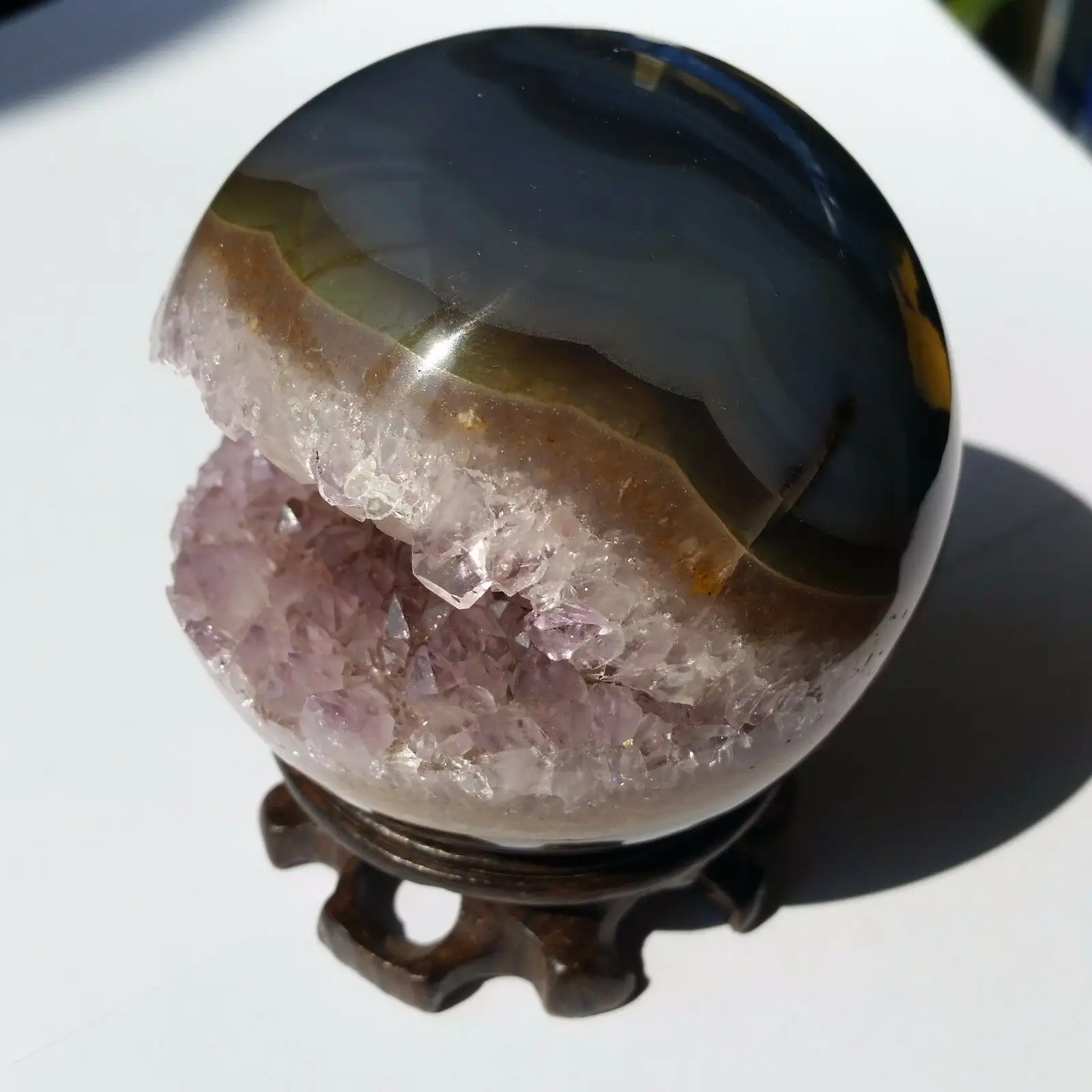 Bola de cristal curativa para decoración del hogar, bola de cristal natural de alta calidad, Geoda, drusa, venta al por mayor