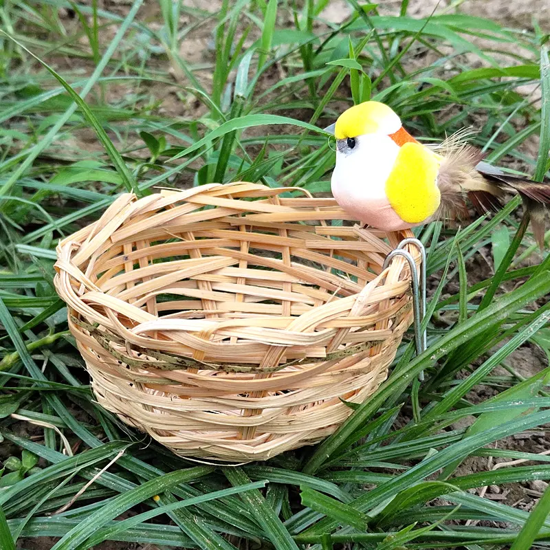 Nido de pájaro de bambú WILDMX con canario Pinzón Paloma anzuelo loros nido hecho a mano Casa de pájaros cama de animales pequeños