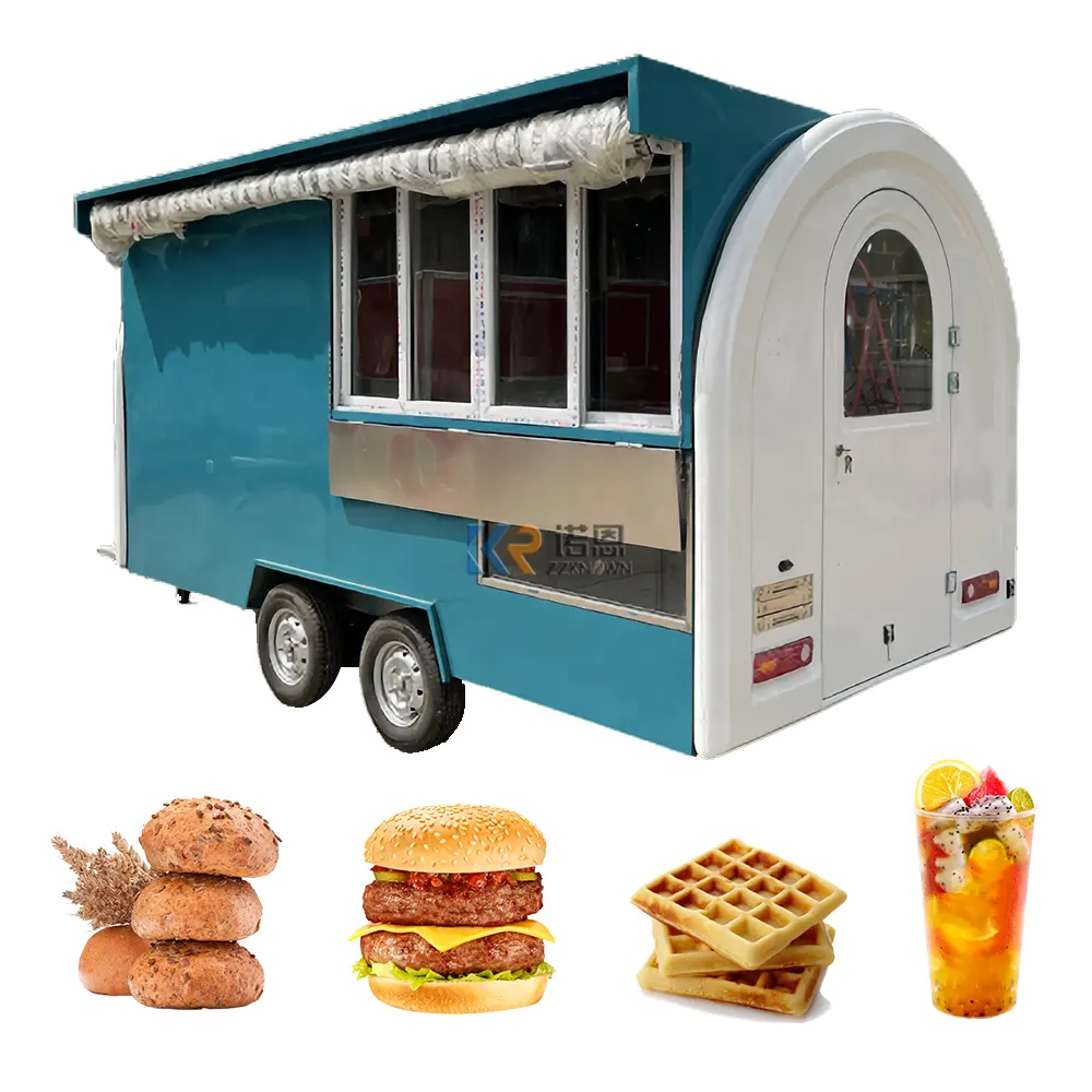 Camion dell'alimento blu del supporto Mobile del gelato della cucina su ordinazione del produttore cinese del camion dell'alimento per la vendita del Hot Dog del caffè