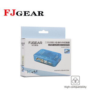 FJ-102UK Fjgear 2端口usb2.0自动<span class=keywords><strong>kvm</strong></span>开关botton开关96*62 * 23毫米不需要安装驱动程序，即插即用