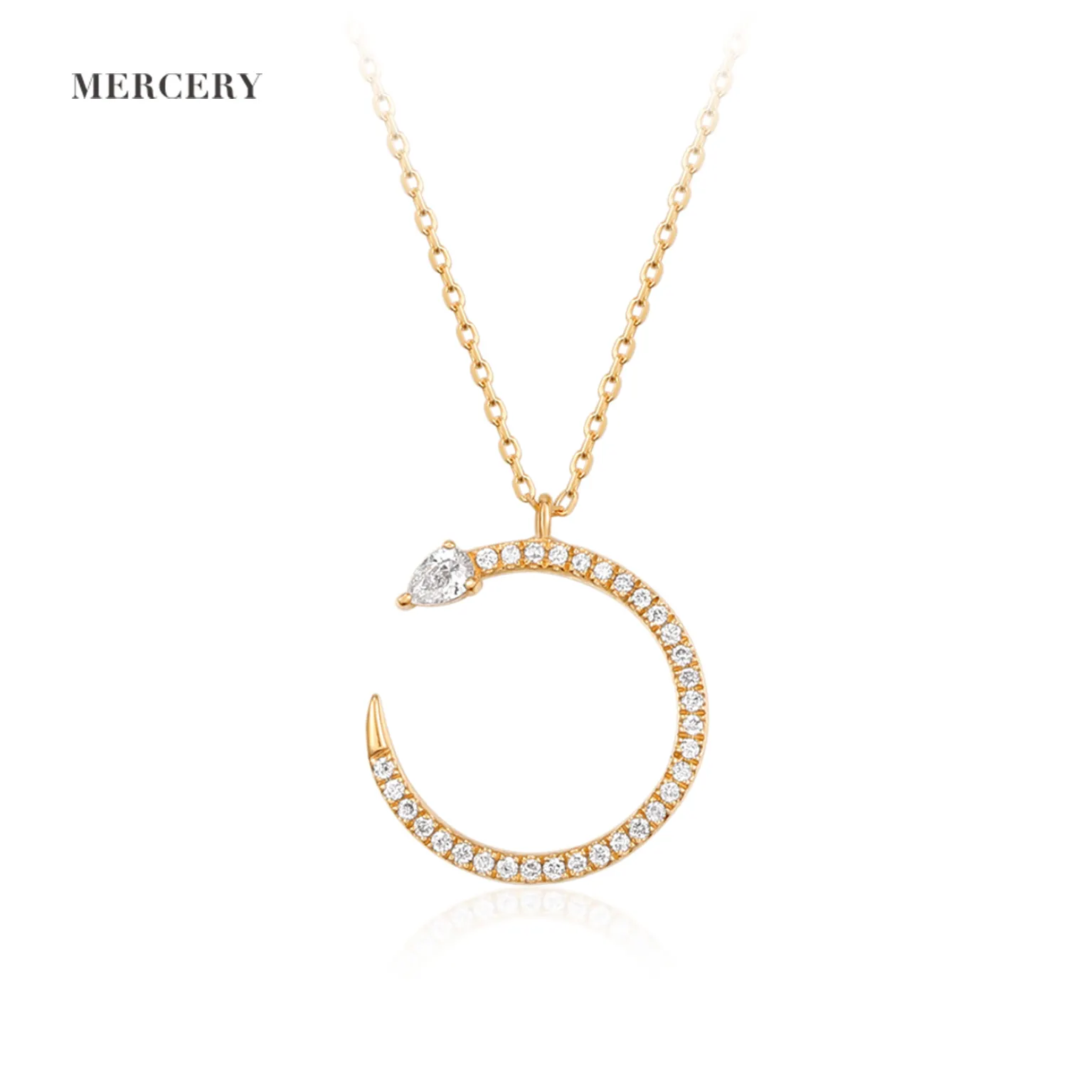 Mercery 2022 güzel elmas takı açık daire elmas kolye kolye 14k katı altın kolye kadınlar lüks güzel takı