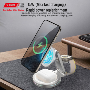 15W 3-in-1磁気ワイヤレス充電器スタンド高速充電ドックステーションiPhone 16 Pro Max for <span class=keywords><strong>Apple</strong></span> Watch for AirPods Pro OTP