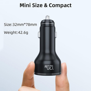 Toptan USB araba şarjı PD120W USB C QC 3.0 USB-A Starlink Mini için LED dijital voltmetre ile çakmak - Product Image 2